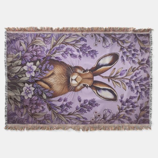 Schattigee haas met lavendel William Morris Geïnsp Deken (Voorkant)