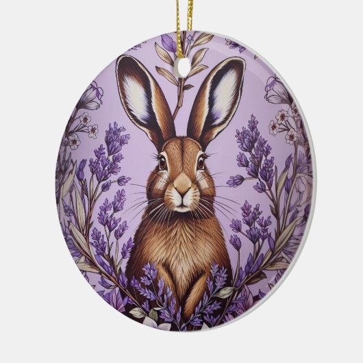 Schattigee haas met lavendel William Morris Geïnsp Keramisch Ornament (Links)