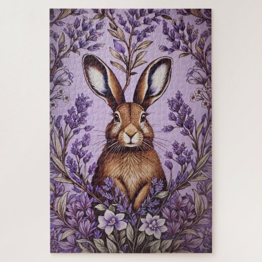 Schattigee haas met lavendel William Morris Geïnsp Legpuzzel (Verticaal)