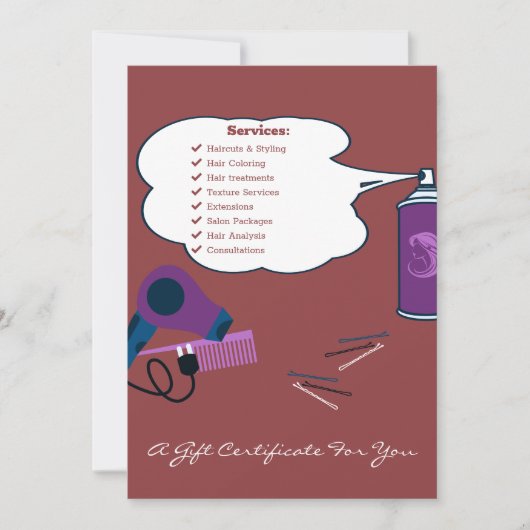 Schattigee Hair Tools Salon Gift Certificaat Flat  (Voorkant)