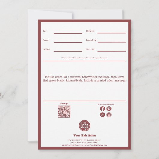 Schattigee Hair Tools Salon Gift Certificaat Flat  (Achterkant)