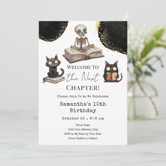 Schattigee Halloween 10e verjaardag Kaart (Staand voorkant)