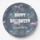 Schattigee Halloween aanpasbaar met vleermuizen en Papieren Bordje (Voorkant)