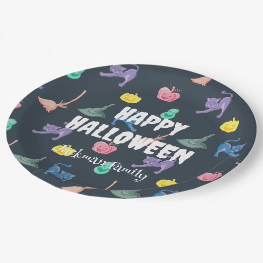 Schattigee Halloween aanpasbaar met vleermuizen en Papieren Bordje (Gekanteld)