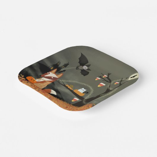 Schattigee Halloween Animals Square Paper Bord (Gebogen)