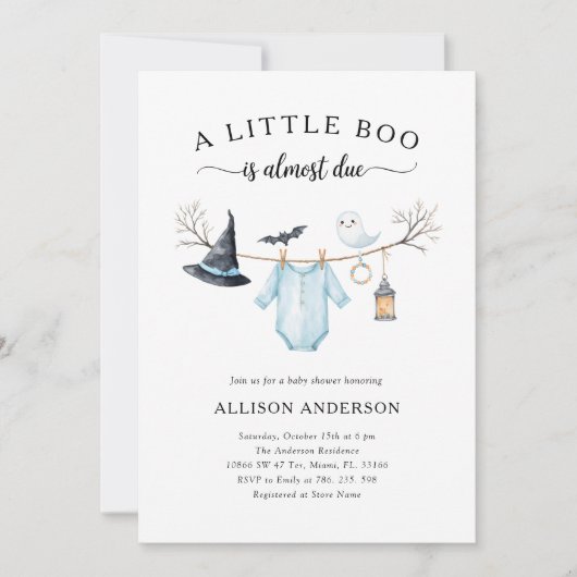 Schattigee Halloween Baby shower Heksenuitnodiging Kaart (Voorkant)