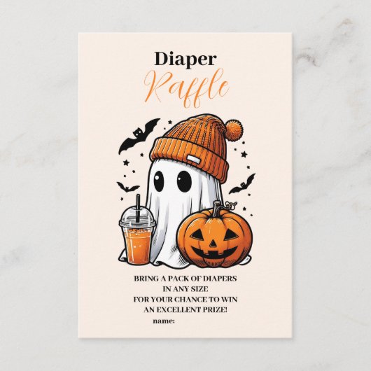 Schattigee Halloween Baby shower Raffle Diapper Informatiekaartje (Voorkant)