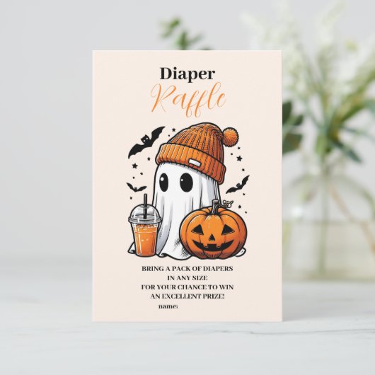 Schattigee Halloween Baby shower Raffle Diapper Informatiekaartje (Staand voorkant)
