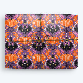 Schattigee Halloween Bat en Pompoen Cadeaupapier