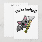 Schattigee Halloween Bat met Snoep Party Kaart (Voorkant / Achterkant)