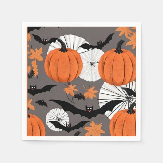Schattigee Halloween Bat & Pumpkin Party Servet (Voorkant)