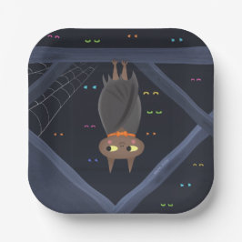 Schattigee Halloween Bat Zwart en Sinaasappel Papieren Bordje