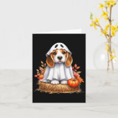 Schattigee Halloween Beagle Dog als Ghost Dog Owne Kaart (Gele Bloem)