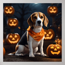 Schattigee Halloween Beagle Dog Puppy in Kostuum P Poster