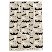 Schattigee Halloween beige achtergrond spookachtig Medium Cadeauzakje (Achterkant)