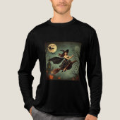 Schattigee Halloween Black Cat 3D Cartoon Art Tri-Blend Shirt (Voorkant volledig)