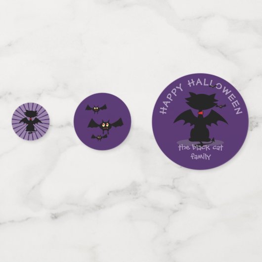 Schattigee Halloween Black Cat Bat Wings Custom Co Confetti (Voorkanten)