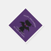 Schattigee Halloween Black Cat Bat Wings Paarse se Servet (Hoek)