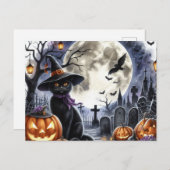 Schattigee Halloween Black Cat Briefkaart (Voorkant / Achterkant)