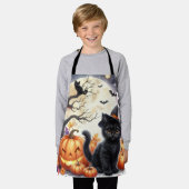 Schattigee Halloween Black Cat en pompoenen Schort (Gedragen)