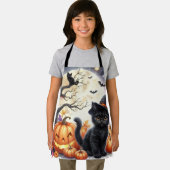 Schattigee Halloween Black Cat en pompoenen Schort (Insitu)