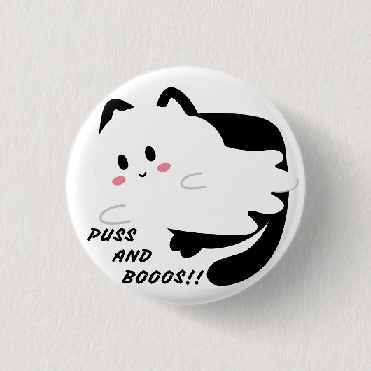 Schattigee Halloween Black Cat Ghost Boo Ronde Button 3,2 Cm (Voorkant)