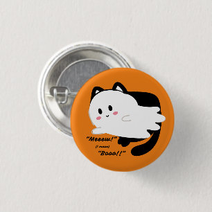 Schattigee Halloween Black Cat Ghost Boo Ronde Button 3,2 Cm