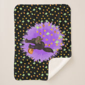 Schattigee Halloween Black Cat Ghosts Pumpkins Sta Sherpa Deken (Voorkant)
