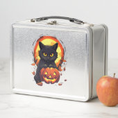 Schattigee Halloween Black Cat met pompoen (In situ)