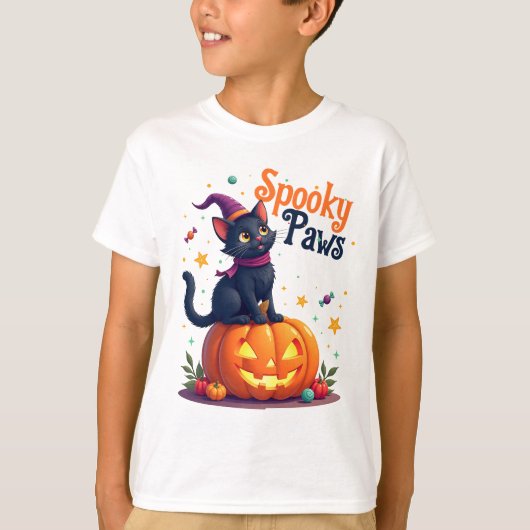 Schattigee Halloween Black Cat Pumpkin Design T-sh T-shirt (Voorkant)