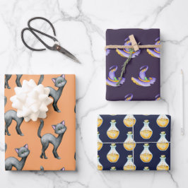 Schattigee Halloween Black Cat Witch Pet Potion Inpakpapier Vel