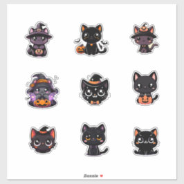 Schattigee Halloween Black Cats Sticker Set