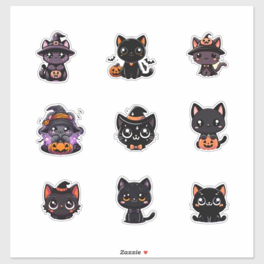 Schattigee Halloween Black Cats Sticker Set (Vel)