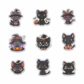 Schattigee Halloween Black Cats Sticker Set (Voorkant)