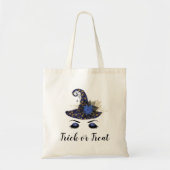 Schattigee Halloween Blauwe HeksenPet Trick or tre Tote Bag (Voorkant)