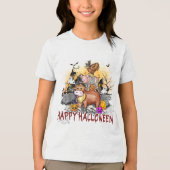 Schattigee Halloween boerderijdieren typografie Tri-Blend Shirt (Voorkant)