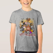 Schattigee Halloween boerderijdieren typografie Tri-Blend Shirt (Voorkant)