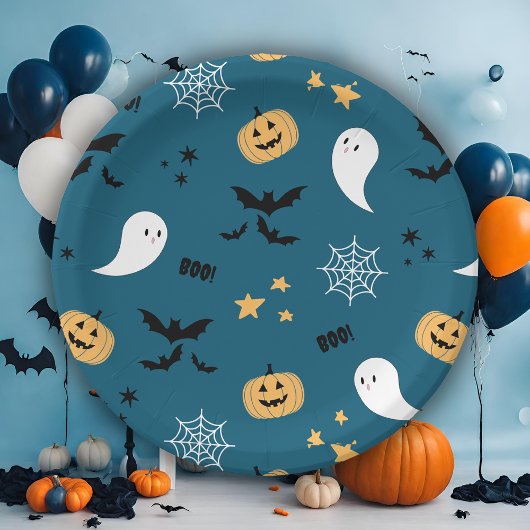 Schattigee Halloween Boo Blue Paper Borden Papieren Bordje
