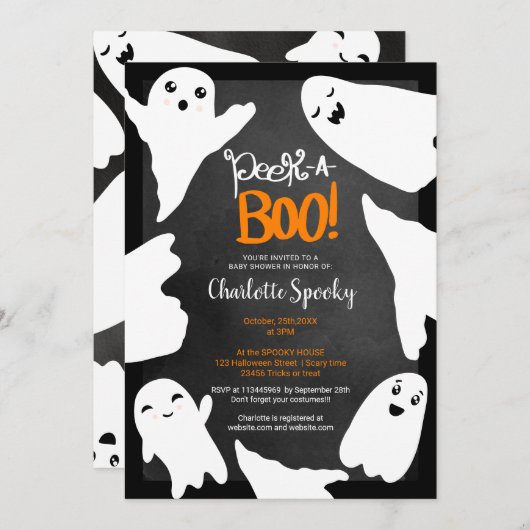Schattigee Halloween Boo Ghosts baby shower Kaart (Voorkant / Achterkant)