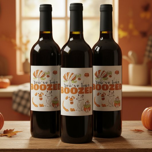 Schattigee Halloween Boo Gift Label Wijn Etiket