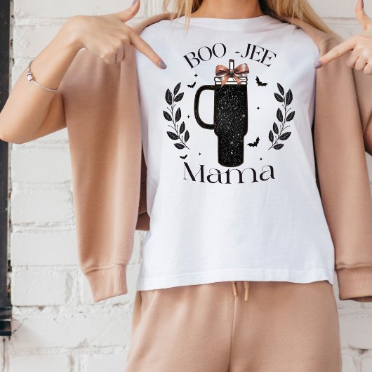 Schattigee Halloween Boo-Jee Mama Faux Glitter Sch T-shirt