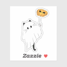 Schattigee Halloween Boo met een pompoenballon Sticker