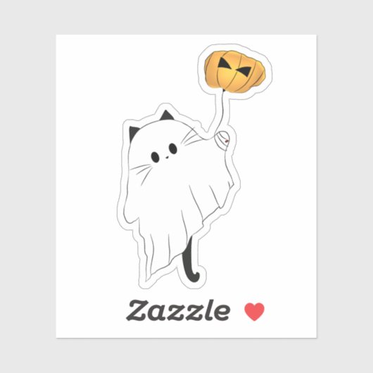 Schattigee Halloween Boo met een pompoenballon Sticker (Vel)