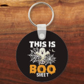 Schattigee Halloween Boo Sheet Ghost Gift Sleutelh Sleutelhanger (Voorkant)