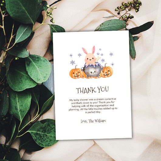 Schattigee Halloween Brouwen Bunny Baby shower Dou Bedankkaart