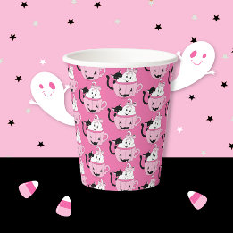Schattigee Halloween Buddies Patroon Pink Paper Cu Papieren Bekers