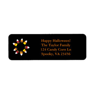 Schattigee Halloween Candy Corn Sinaasappel Zwart Etiket