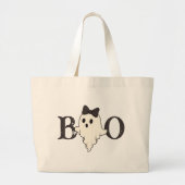 Schattigee Halloween Canvas tas - "Boo" Ghost met (Voorkant)