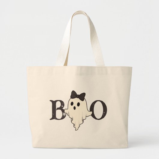 Schattigee Halloween Canvas tas - "Boo" Ghost met (Voorkant)