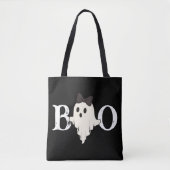 Schattigee Halloween Canvas tas - "Boo" Ghost met  (Voorkant)